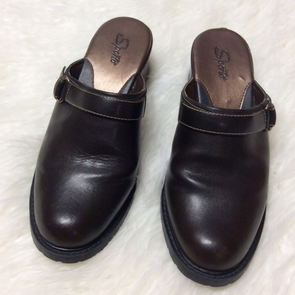 SPORTO BROWN LEATHER MULES/CLOGS/SHOES - Picture 1 of 6